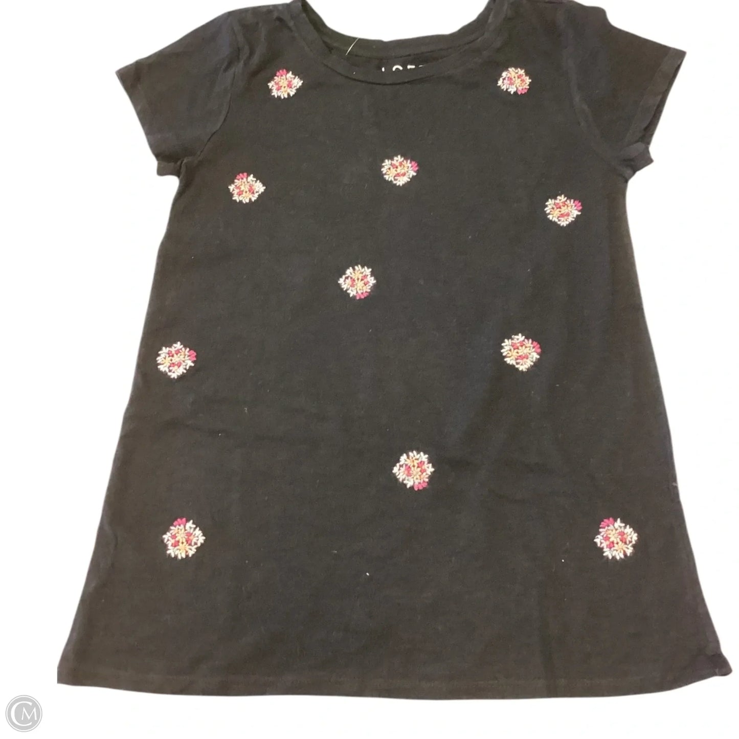 Top Short Sleeve Basic By Loft In Black & Pink, Size: Xs