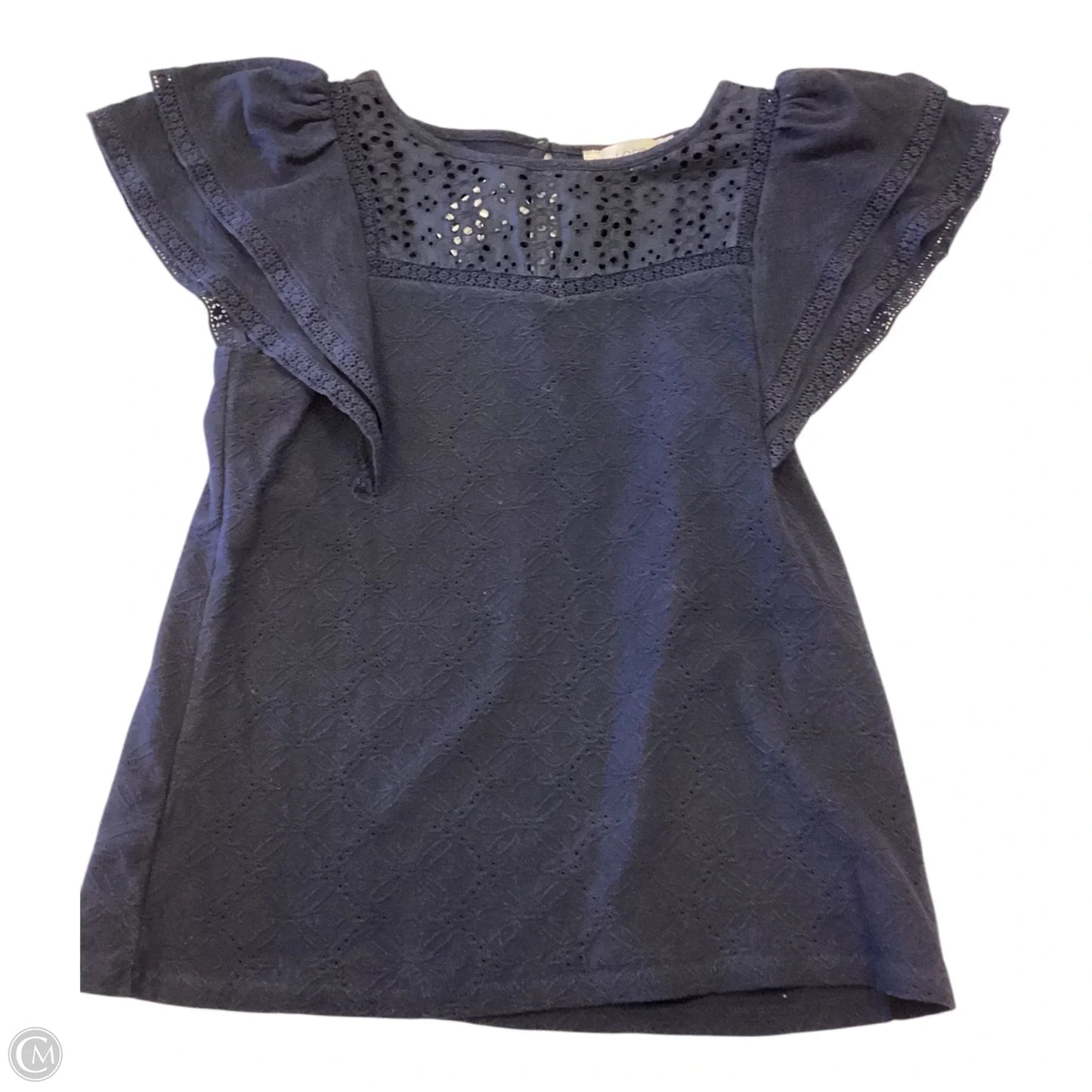 Top Short Sleeve By Loft In Navy, Size: Sp