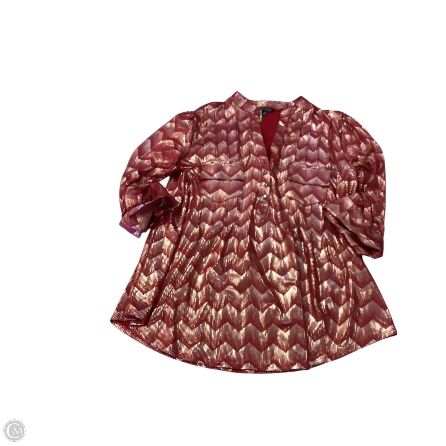 Top Long Sleeve By Clothes Mentor In Gold & Red, Size: 1x