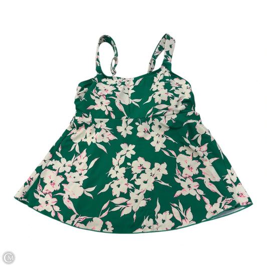 Swimsuit Top By Lands End In Green & White, Size: Xs