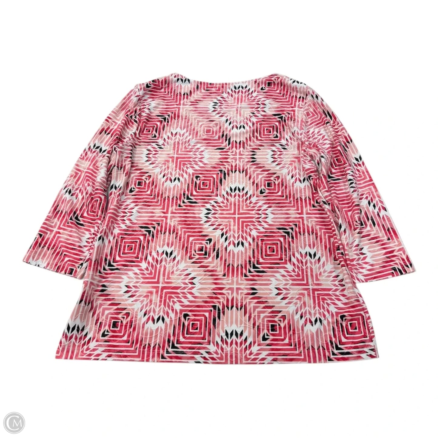 Top Long Sleeve By Jm Collections In Pink & White, Size: M