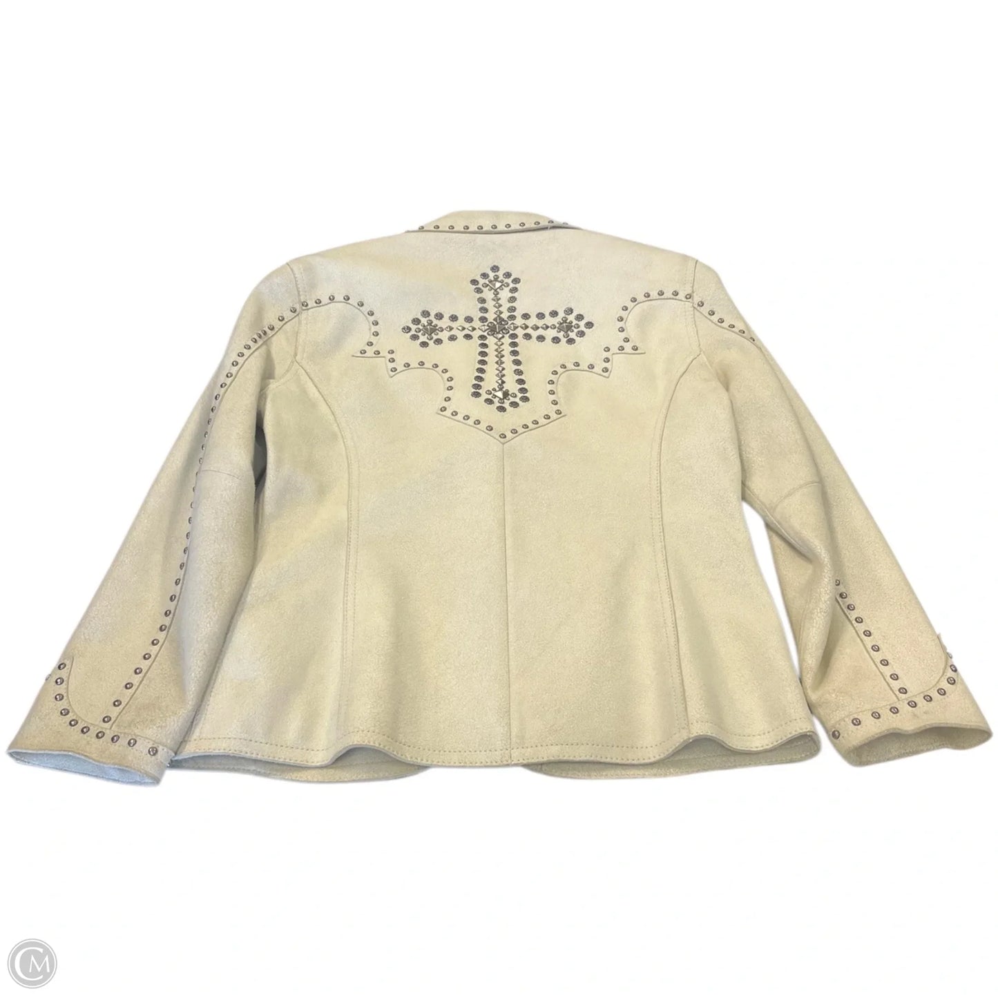 Jacket Moto Leather By Clothes Mentor In Cream, Size: M