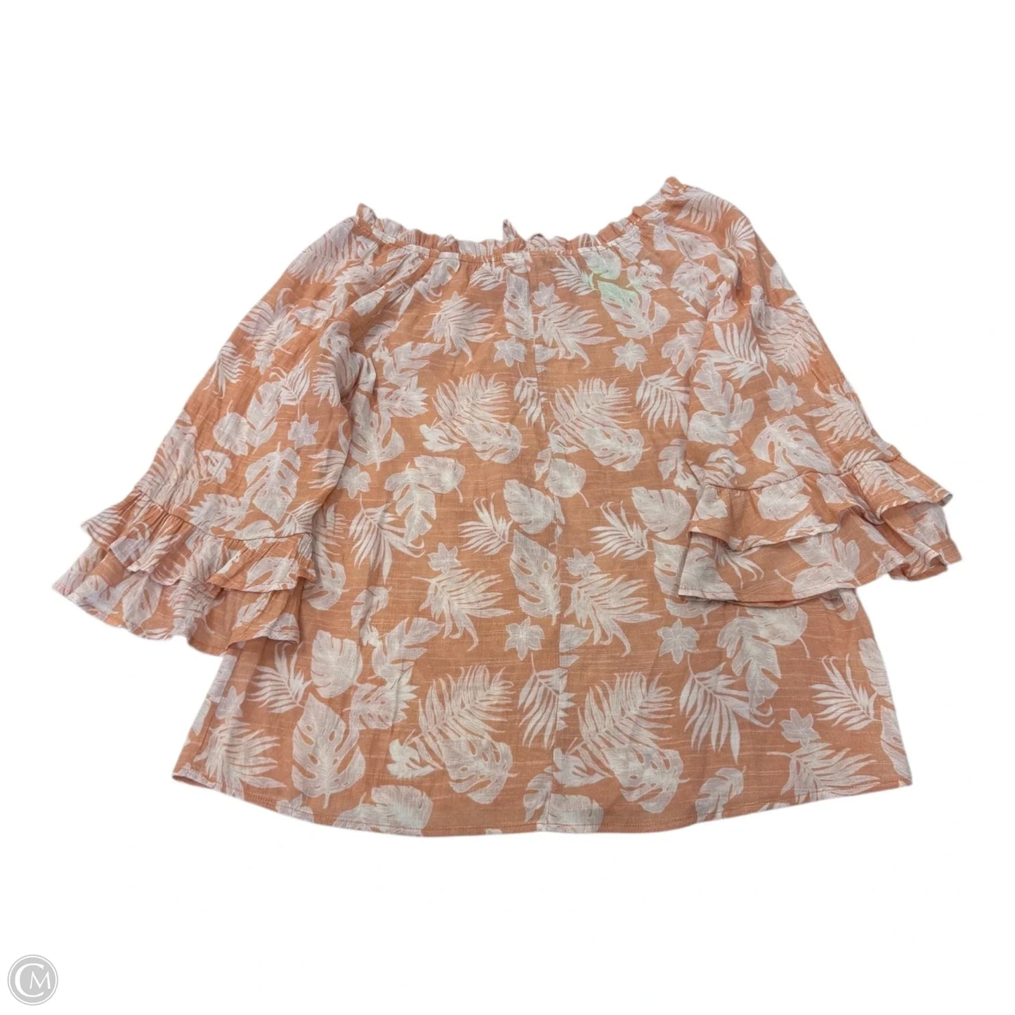 Top Long Sleeve By Clothes Mentor In Orange & White, Size: Xl