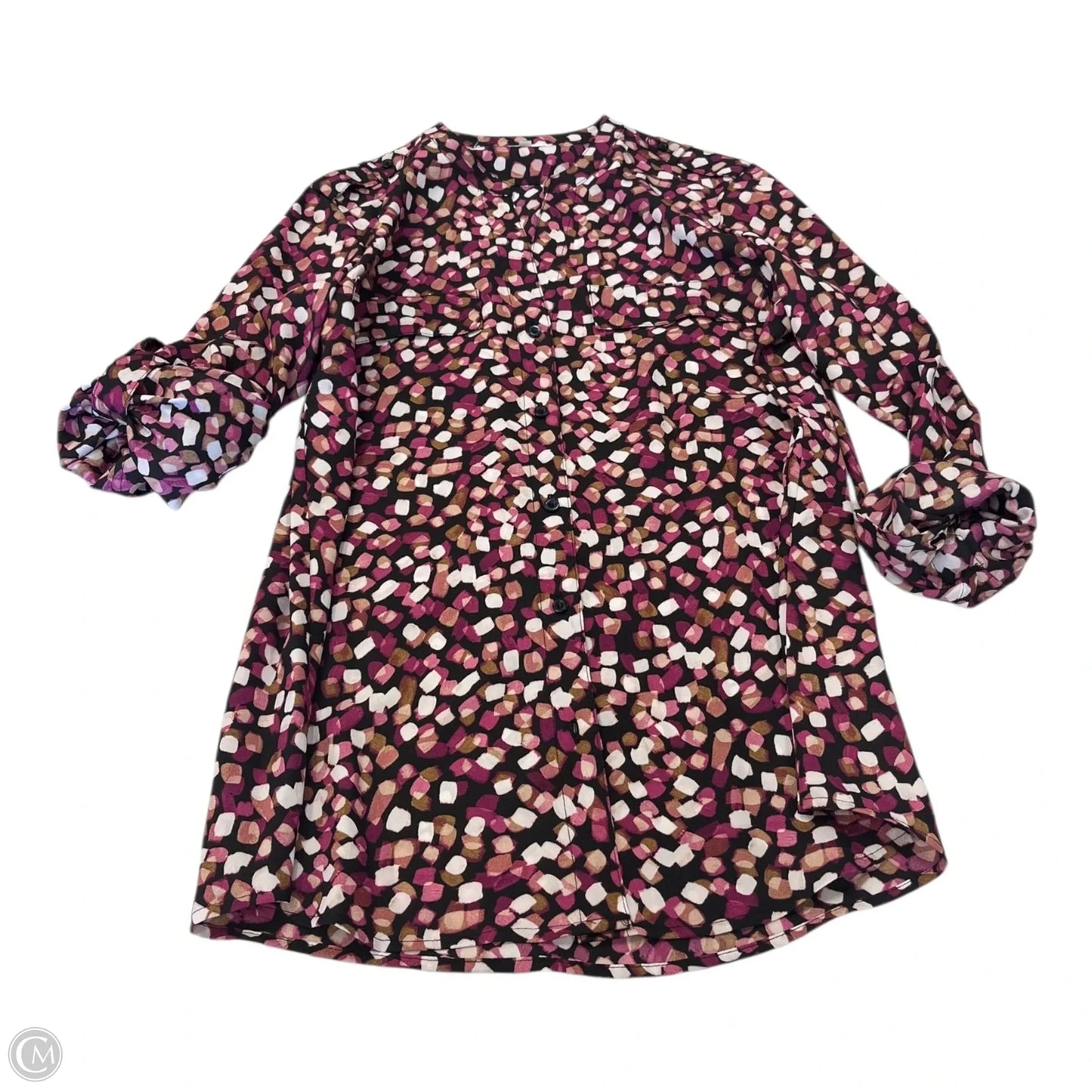 Top Long Sleeve By Calvin Klein In Pink & White, Size: S