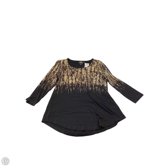 Top Long Sleeve By Jm Collections In Black & Gold, Size: Xs