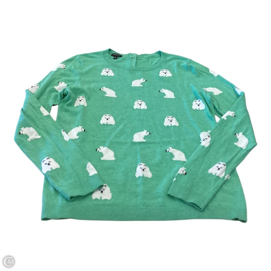 Top Long Sleeve By Talbots In Green & White, Size: M