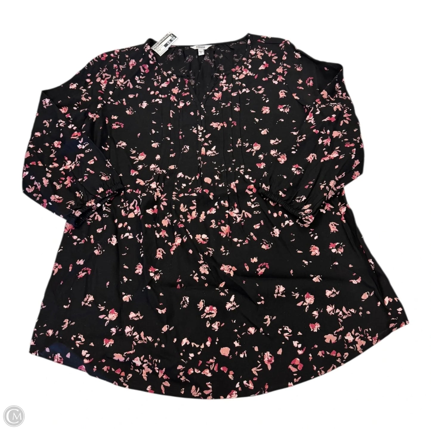 Top Long Sleeve By Sonoma In Black & Pink, Size: S