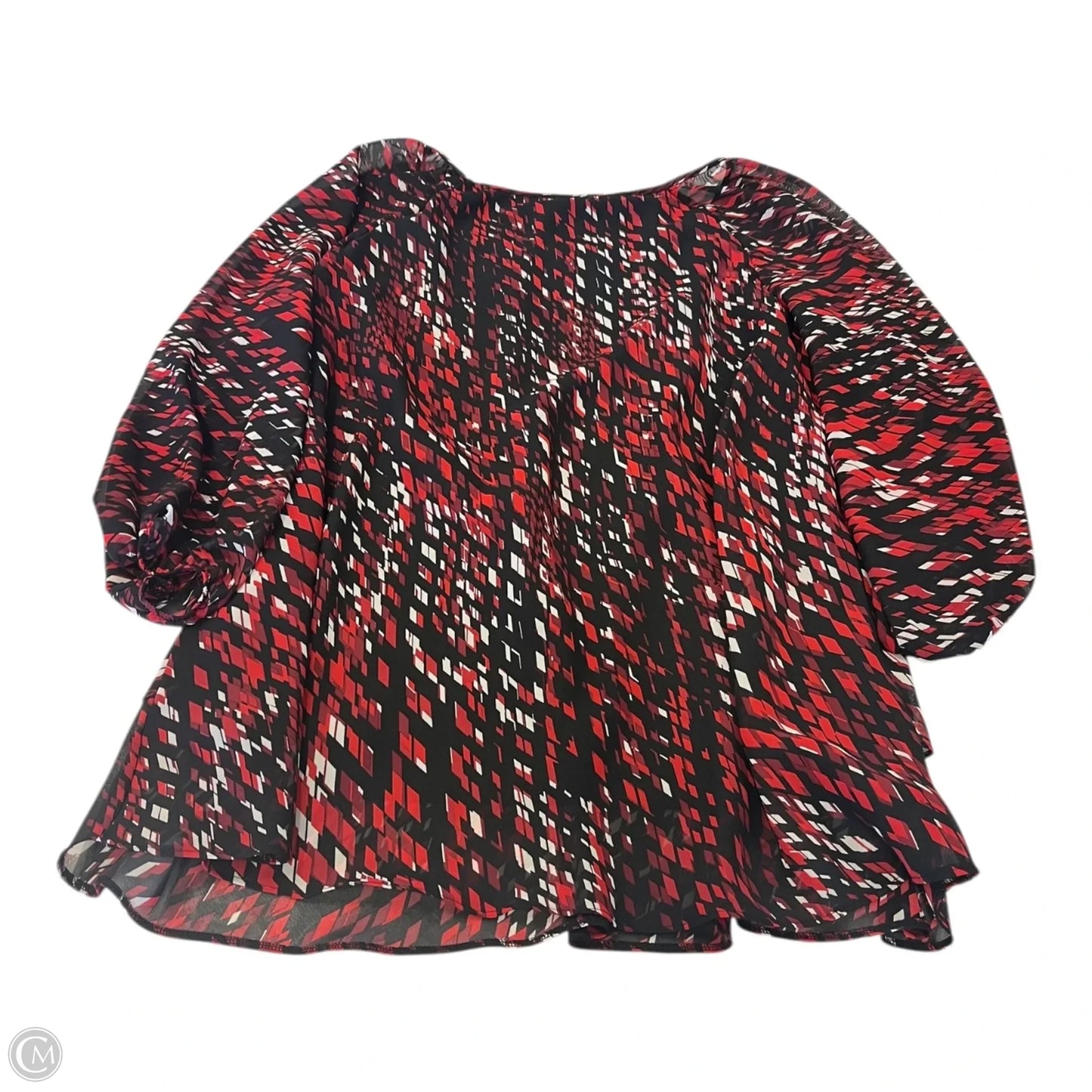 Top Long Sleeve By Dressbarn In Black & Red, Size: 1x
