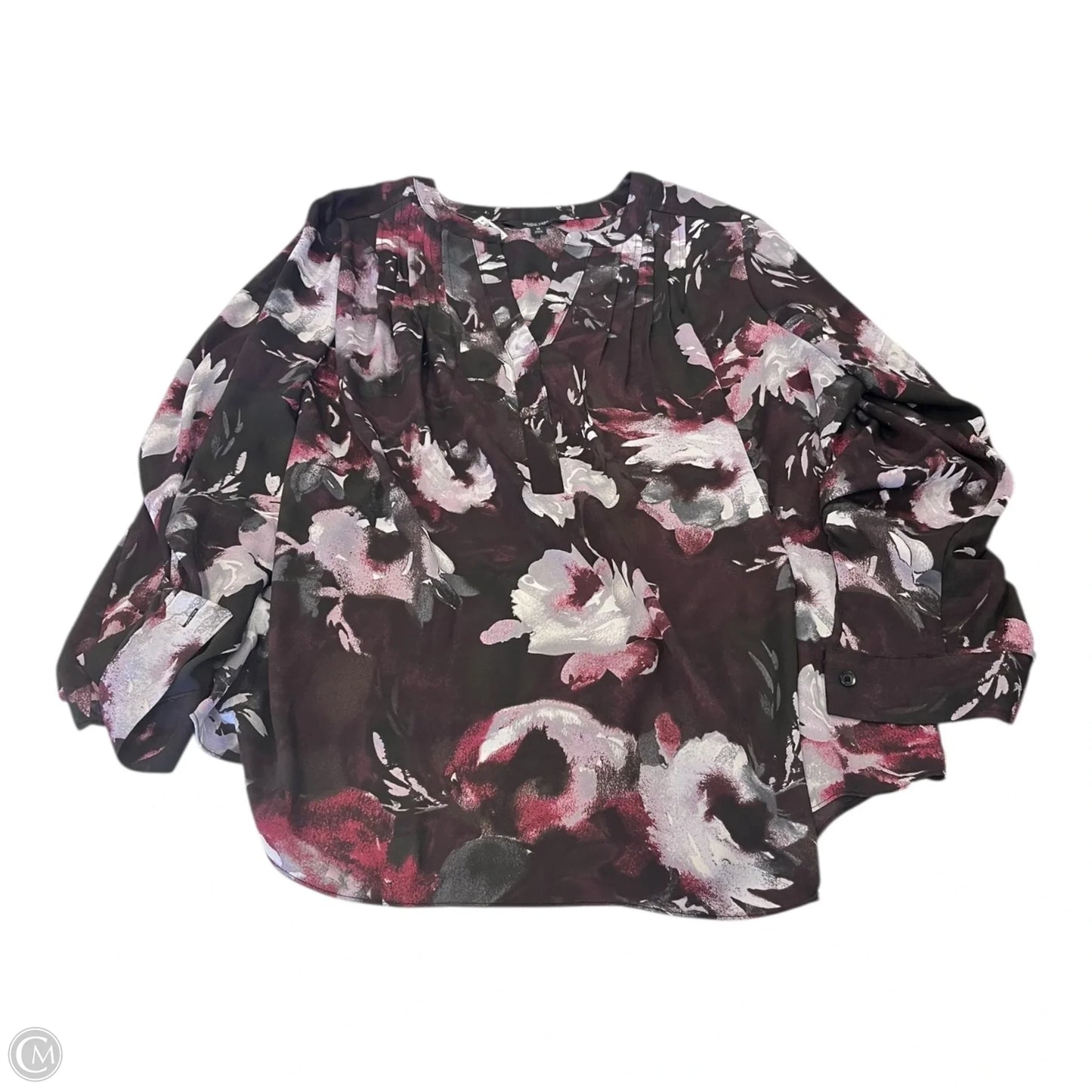 Top 3/4 Sleeve By Simply Vera In Floral Print, Size: 1x