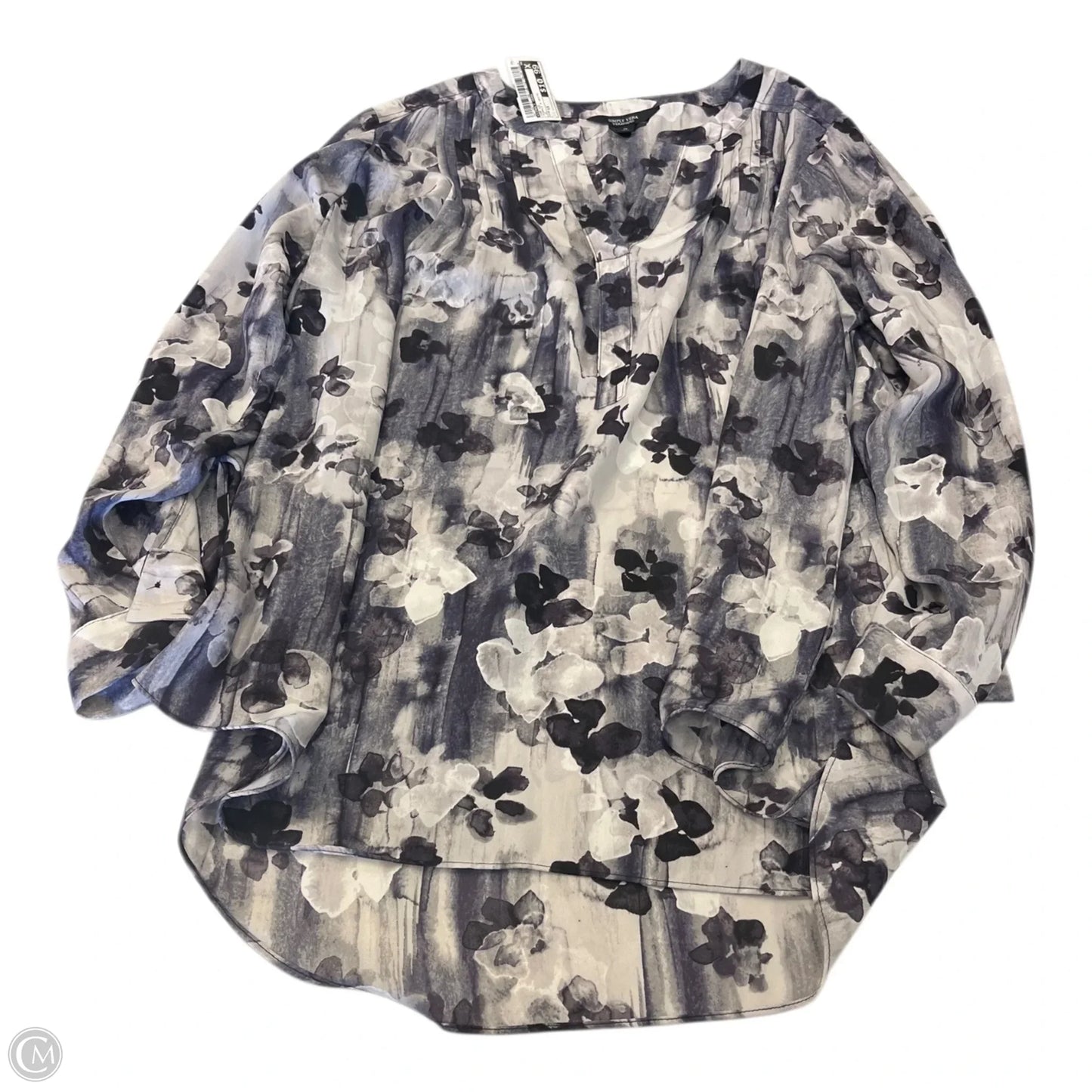 Top Long Sleeve By Simply Vera In Purple & White, Size: 1x