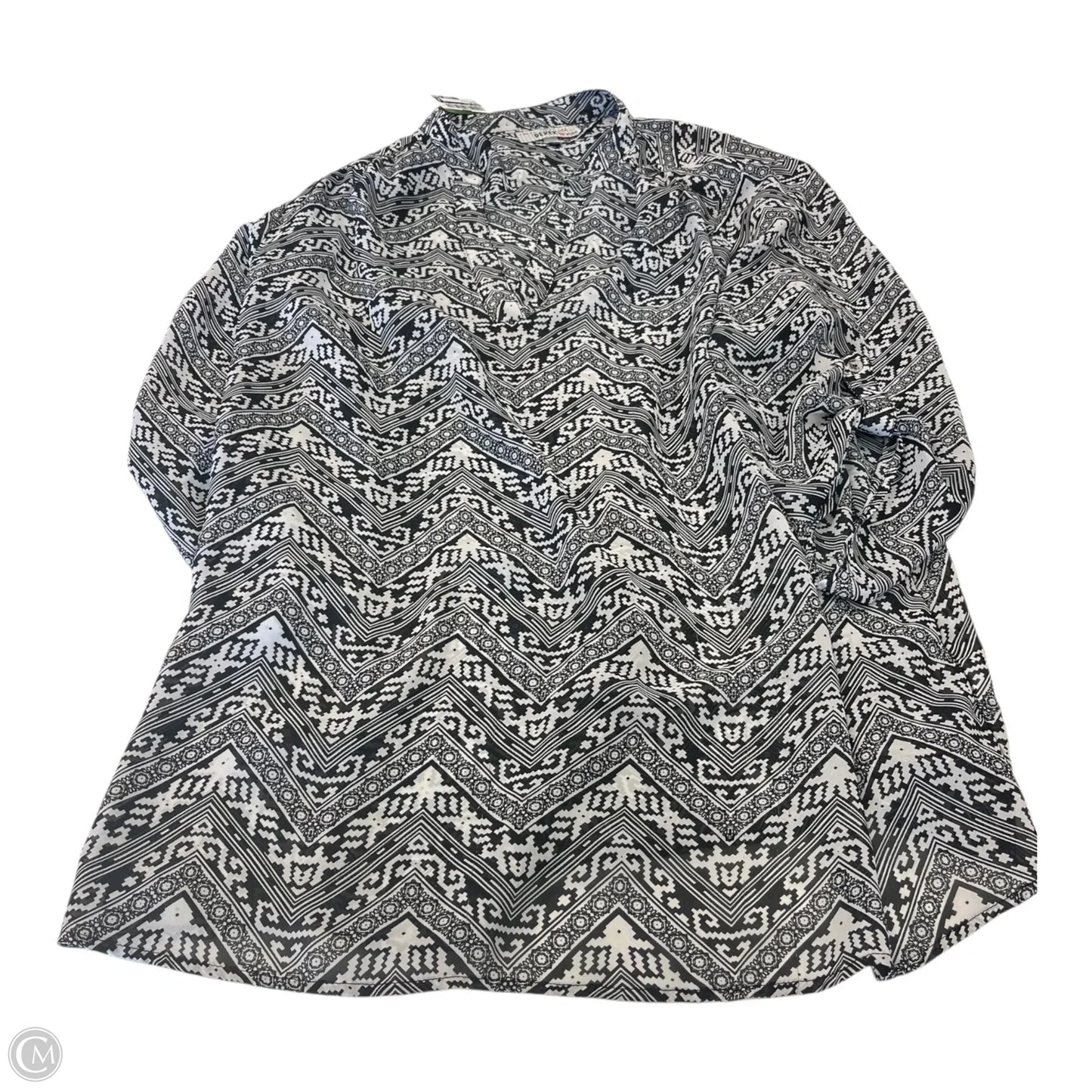 Top Long Sleeve By Derek Heart In Black & White, Size: 2x