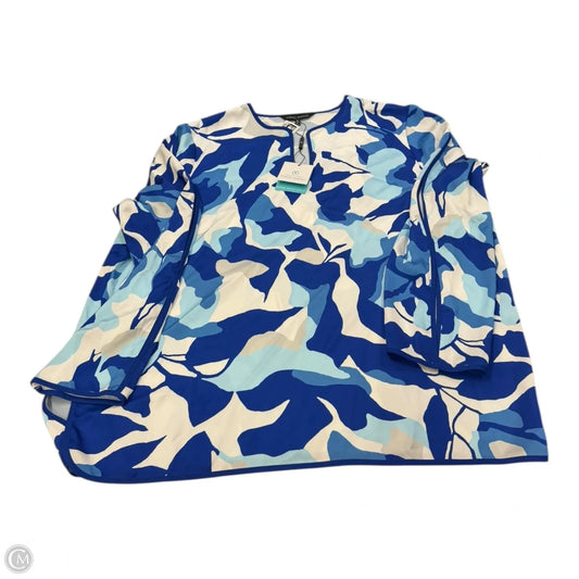 Top Long Sleeve By Ming Wang In Blue & White, Size: Xl