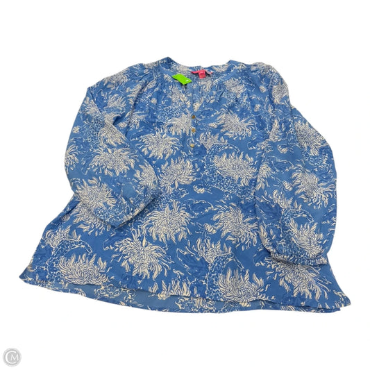 Top Long Sleeve Designer By Lilly Pulitzer In Blue & White, Size: Xl