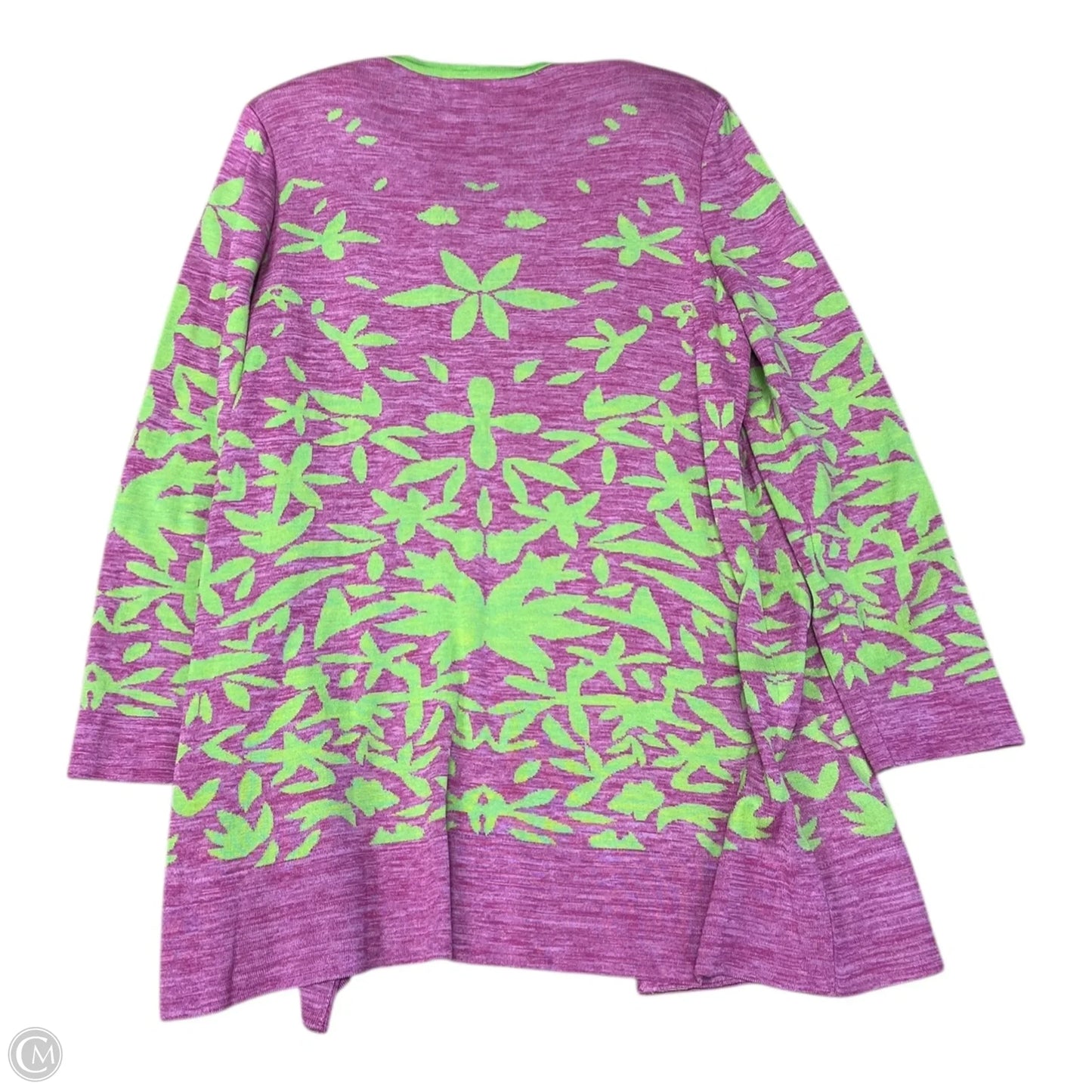 Cardigan By Misook In Green & Pink, Size: Xl