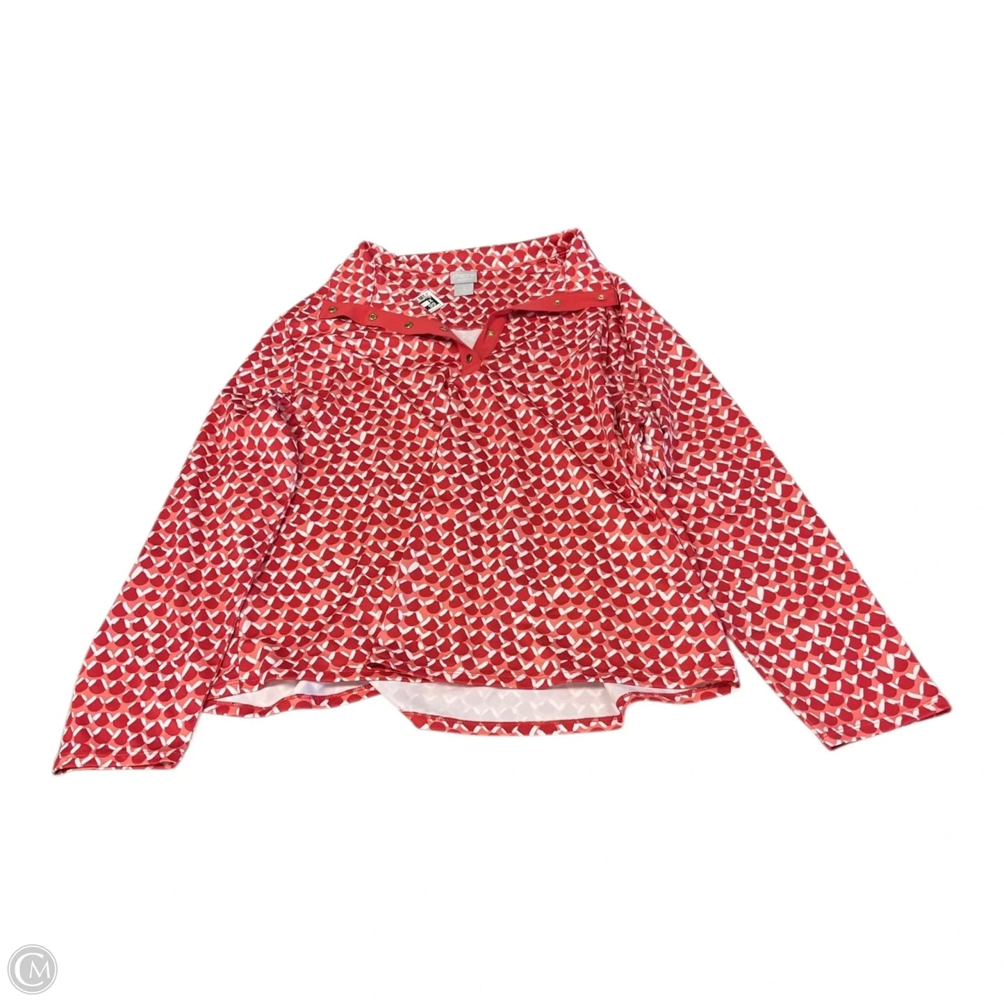 Top Long Sleeve By Chicos In Red & White, Size: Xl