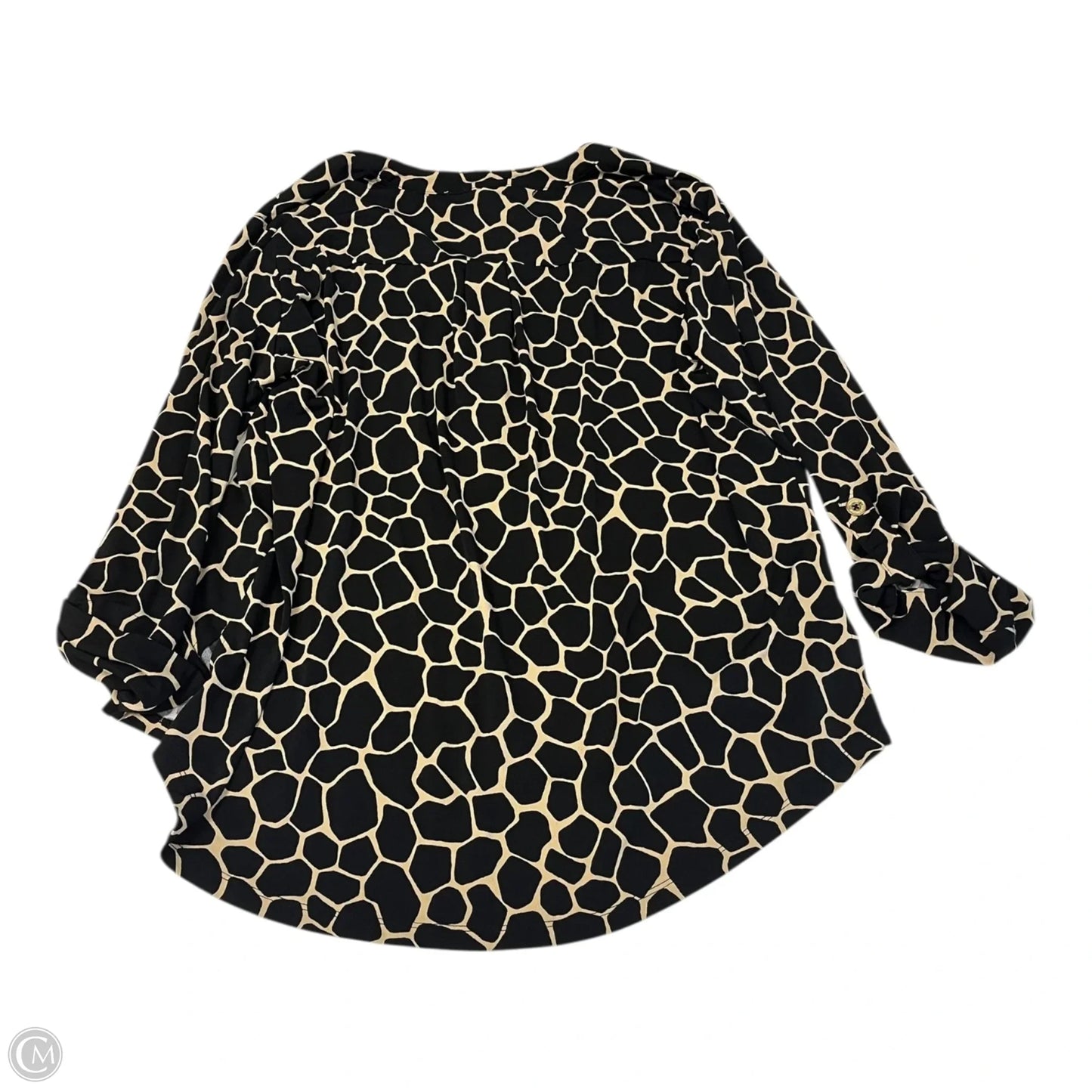 Top Long Sleeve By Michael By Michael Kors In Black & Tan, Size: Xl