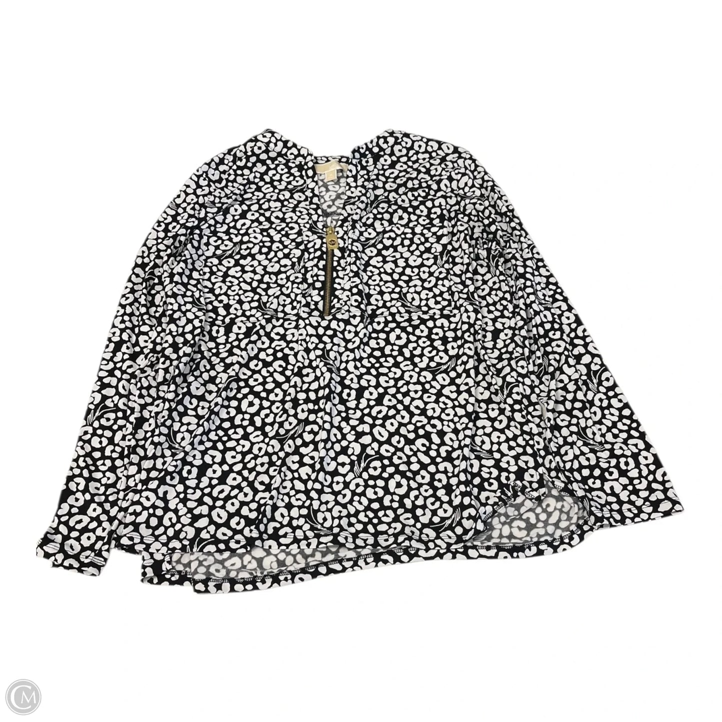 Top Long Sleeve By Michael By Michael Kors In Black & White, Size: Xl