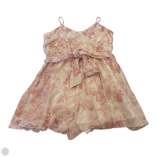 Romper By Express In Cream & Pink, Size: L