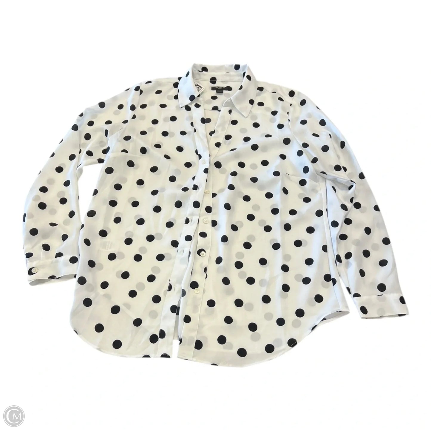Top Long Sleeve By Ann Taylor In Polkadot Pattern, Size: Mp