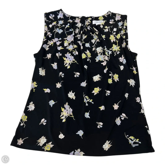 Top Sleeveless By Calvin Klein In Floral Print, Size: M