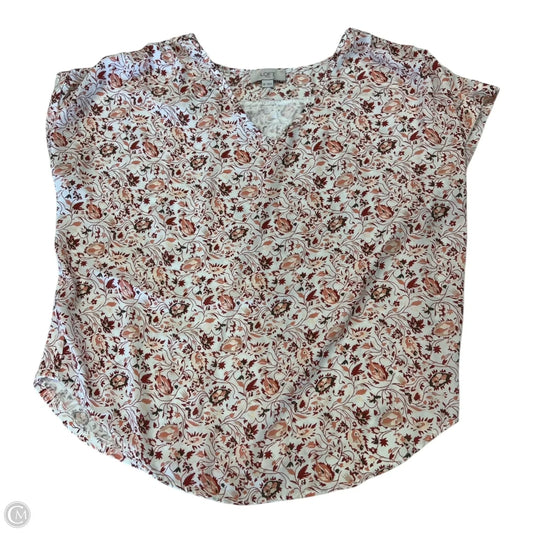 Top Short Sleeve By Loft In Pink & White, Size: Xs