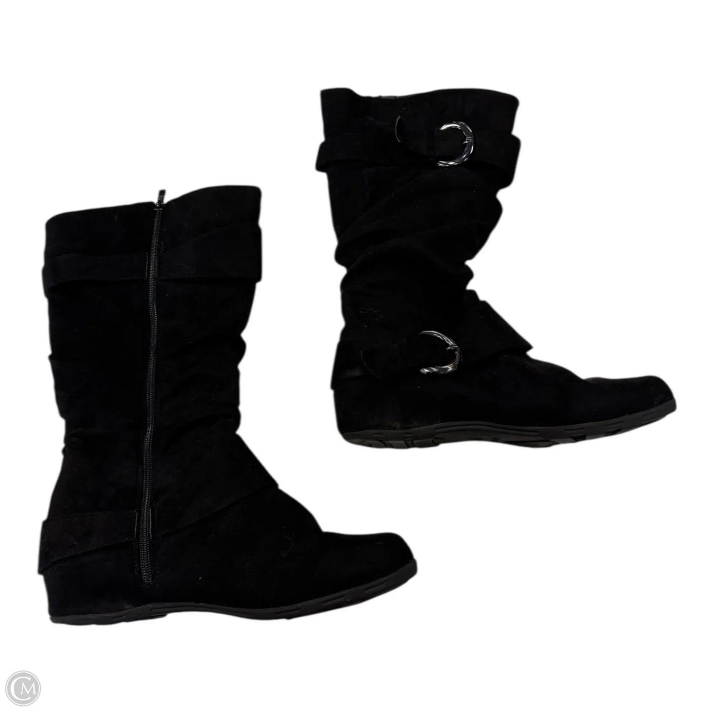 Boots Knee Flats By Clothes Mentor In Black, Size: 9