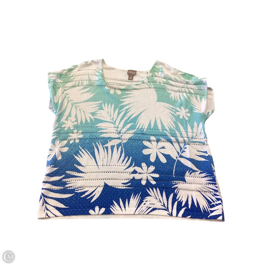 Top Short Sleeve By Chicos In Blue & Green, Size: Xl