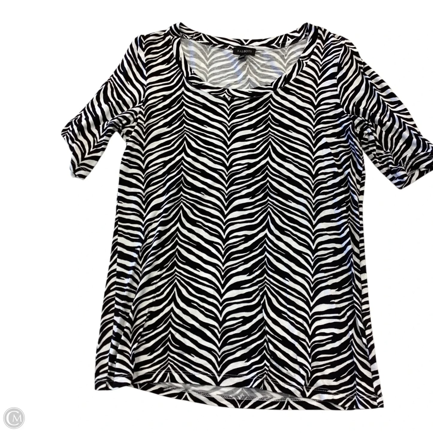 Top Short Sleeve By Talbots In Black & White, Size: Xs