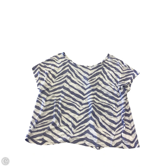 Top Short Sleeve By Tahari In Blue & White, Size: L