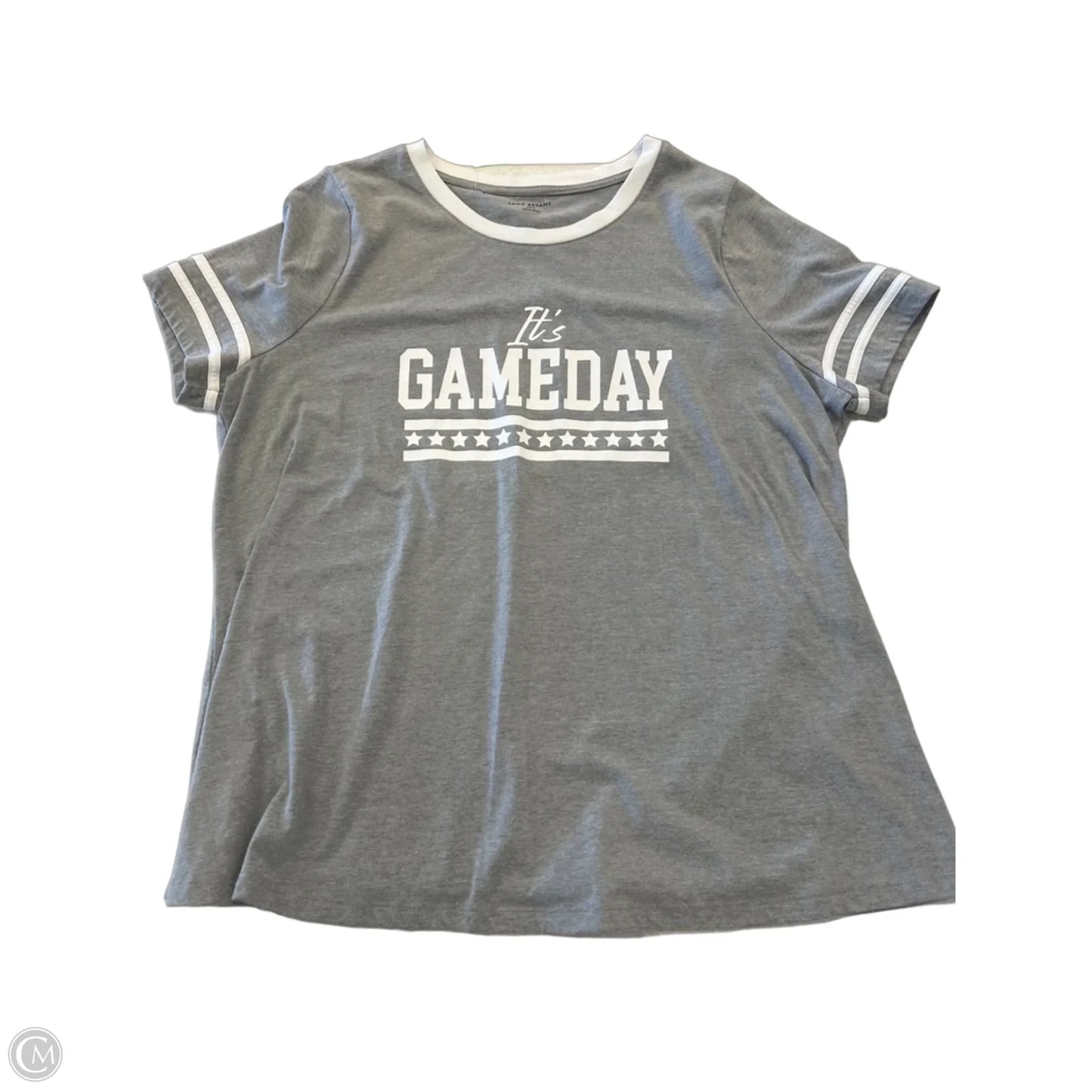 Top Short Sleeve Basic By Lane Bryant In Grey & White, Size: 14