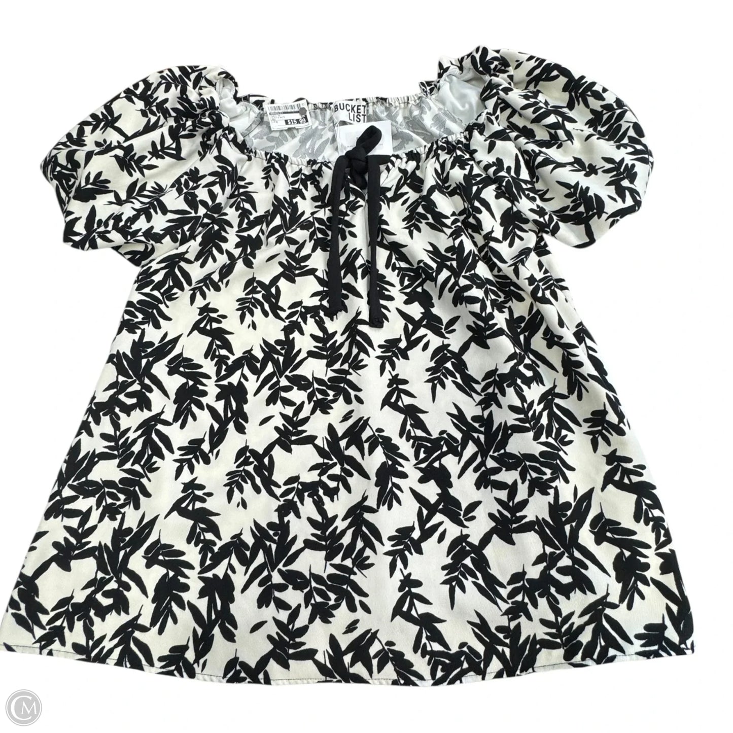 Tunic Short Sleeve By Bucketlist In Black & White, Size: M