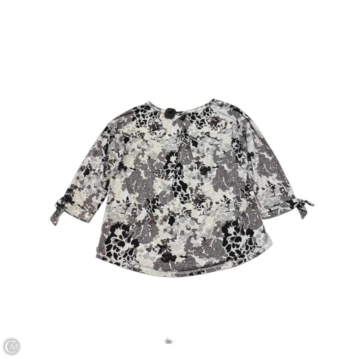 Top Long Sleeve By Talbots In Grey & White, Size: L