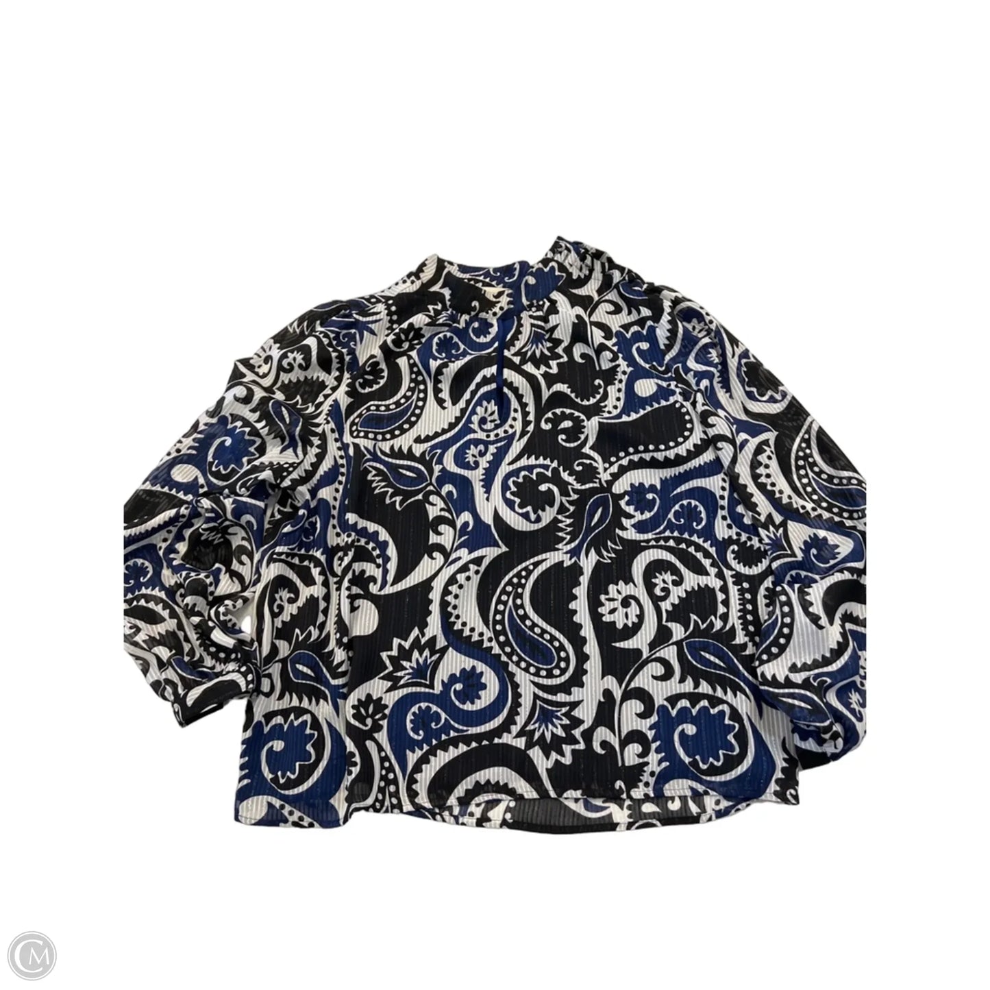 Top Long Sleeve By Loft In Black & Blue, Size: L