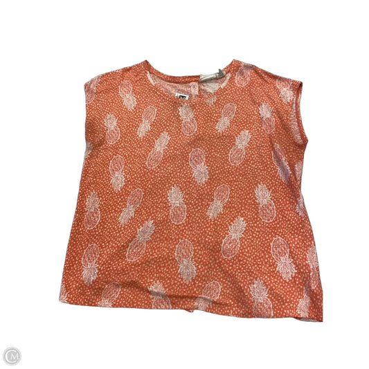 Top Short Sleeve By Christian Siriano In Orange & White, Size: Xl