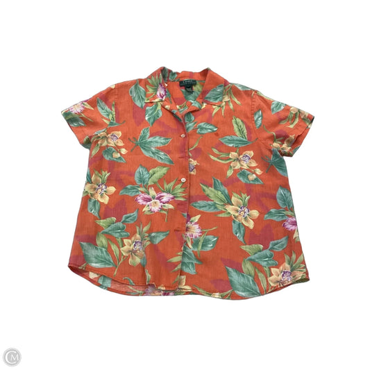Top Short Sleeve By Ralph Lauren In Tropical Print, Size: L