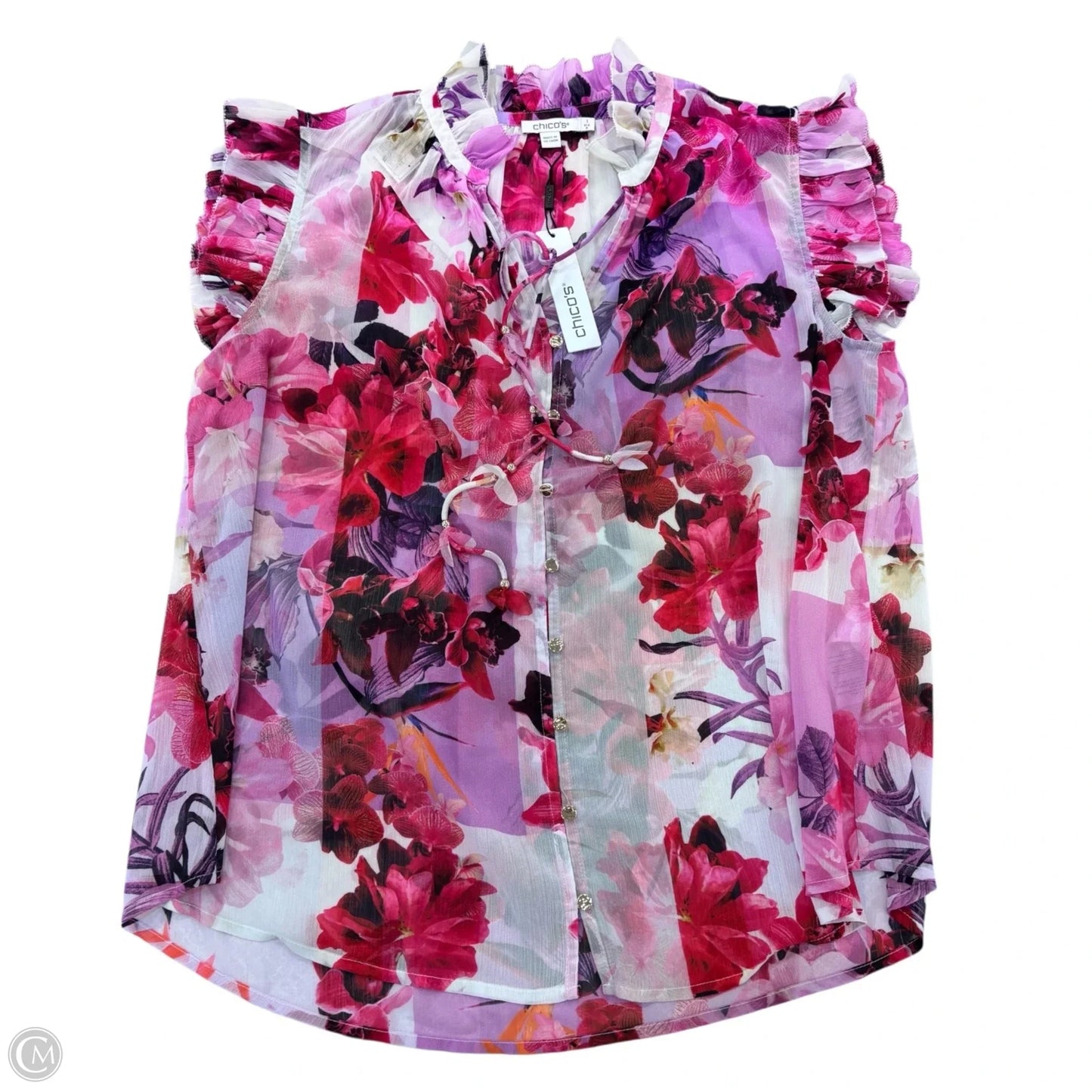 Blouse Sleeveless By Chicos In Floral Print, Size: 8
