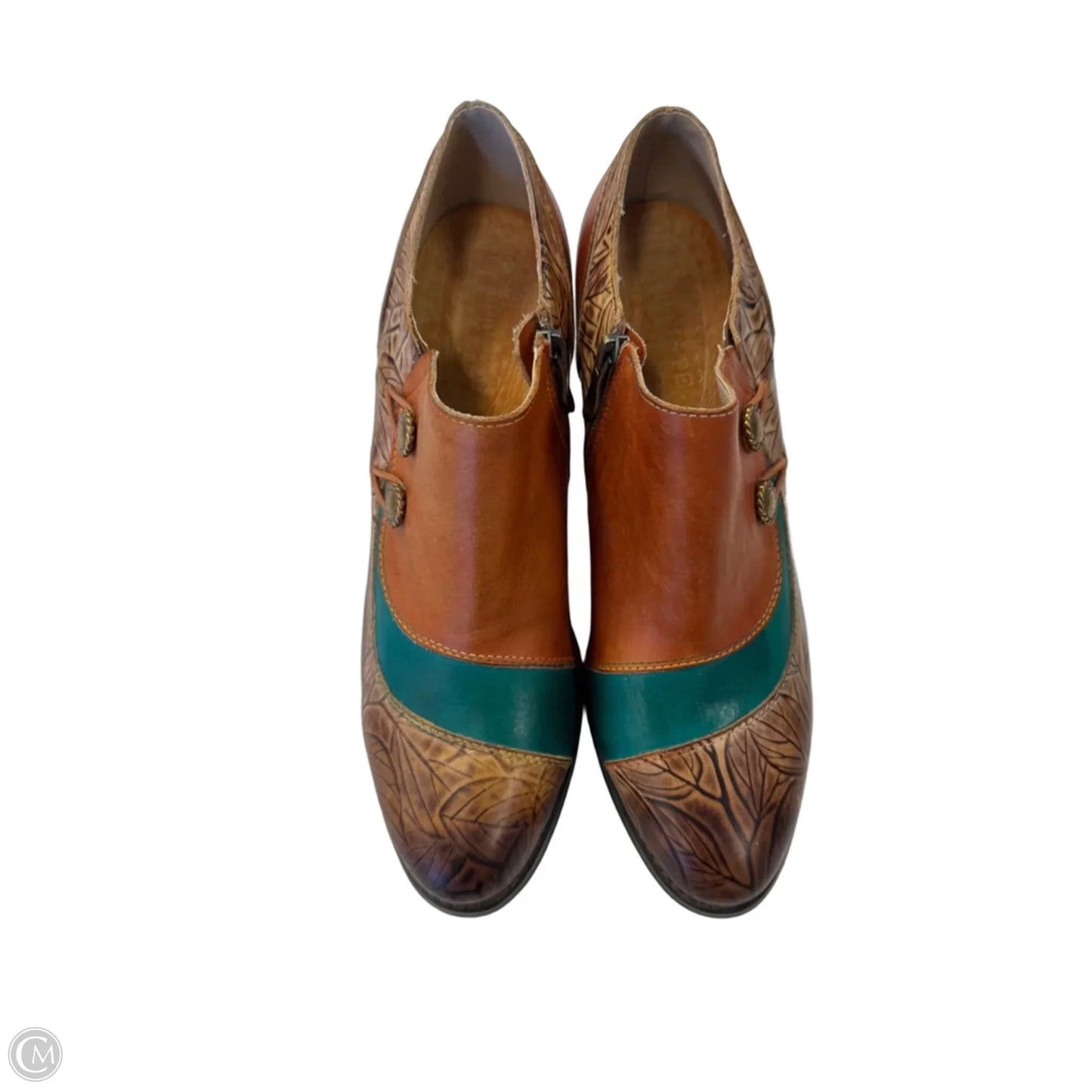 Shoes Heels Block By Spring Step In Brown & Green, Size: 10.5