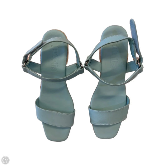 Sandals Heels Wedge By Clothes Mentor In Teal, Size: 10.5