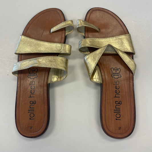 Sandals Flats By Clothes Mentor In Gold, Size: 8