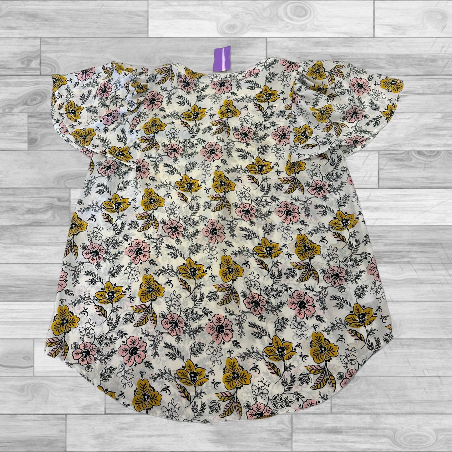 Floral Print Top Short Sleeve Loft, Size Xs