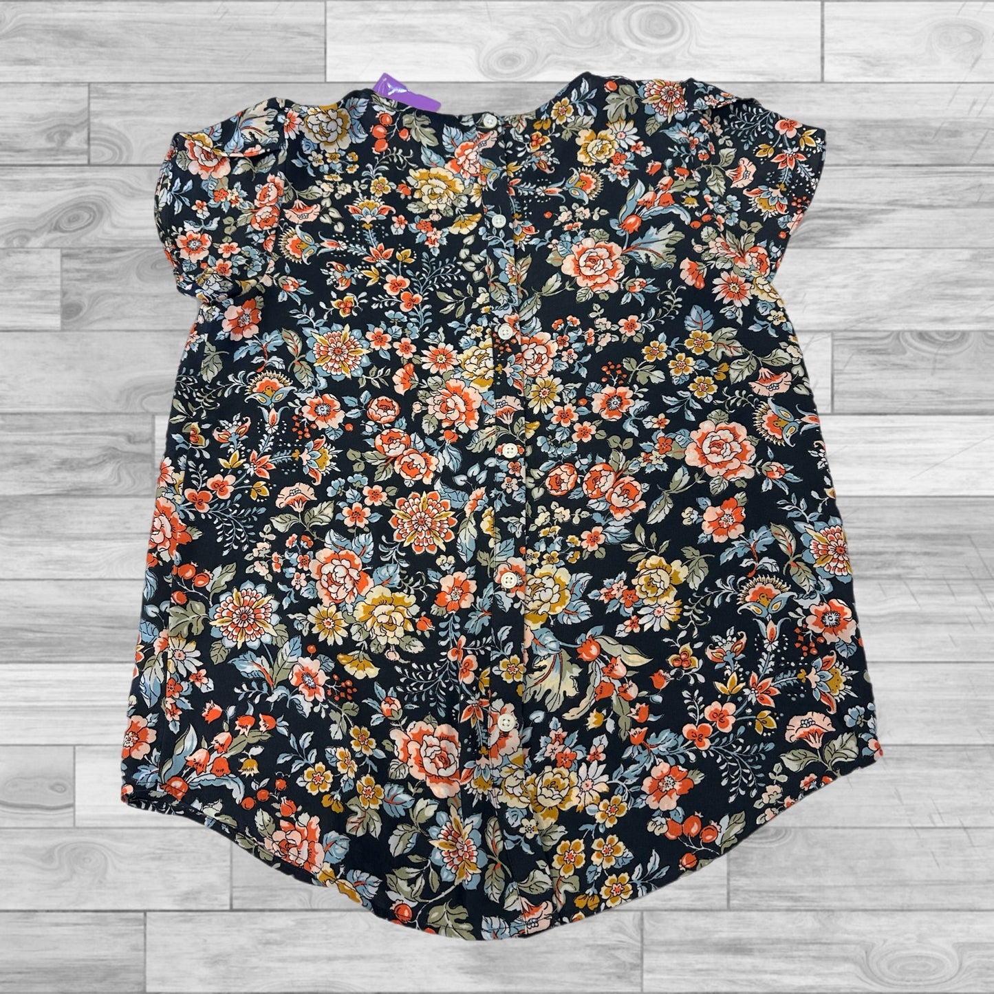 Floral Print Top Short Sleeve Loft, Size Xs