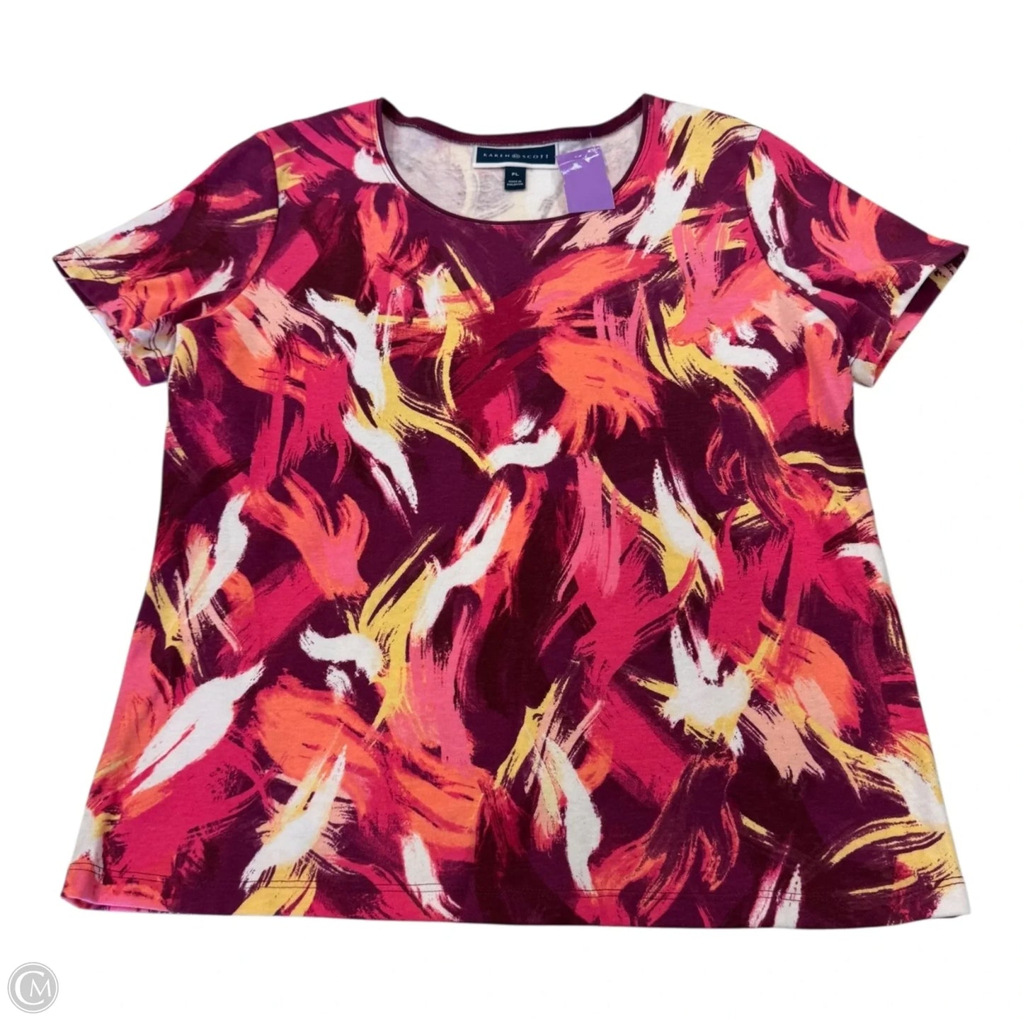 Top Short Sleeve By Karen Scott In Multi-colored, Size: Petite L