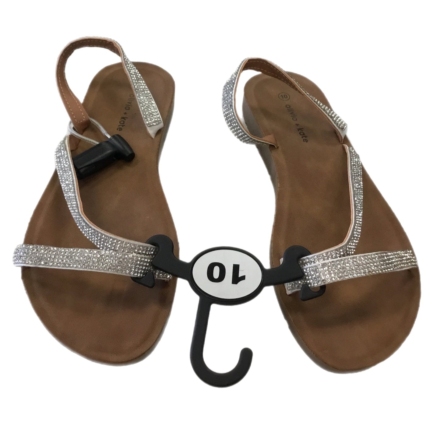 Sandals Flats By Clothes Mentor In Brown & White, Size: 10