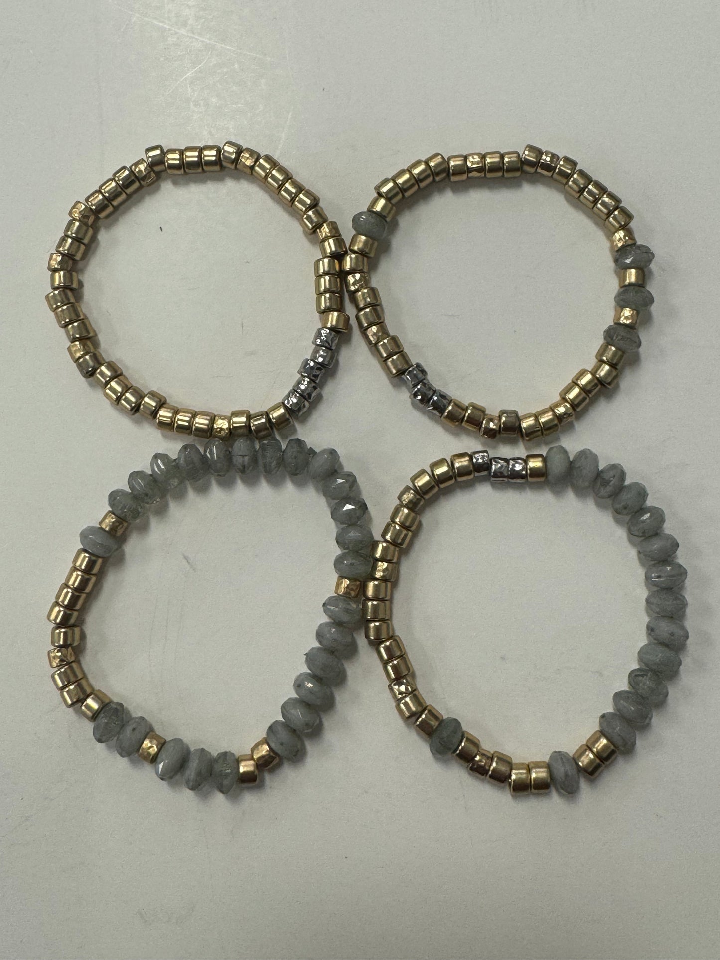 Gold & Grey Bracelet Beaded Clothes Mentor, Size 04 Piece Set