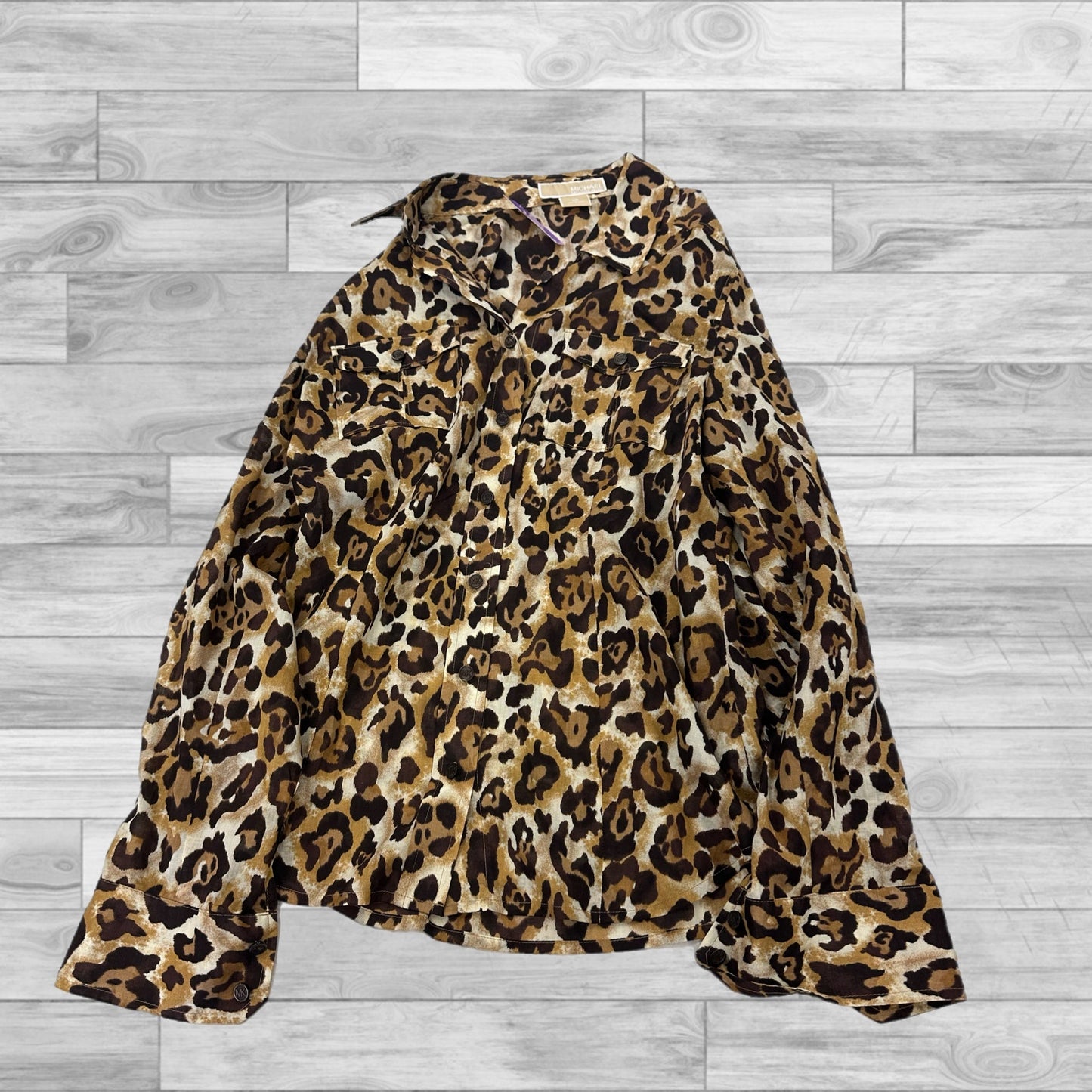 Animal Print Top Long Sleeve Michael By Michael Kors, Size 12