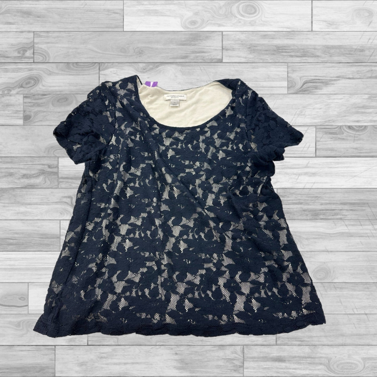 Navy Top Short Sleeve Christopher And Banks, Size Petite L