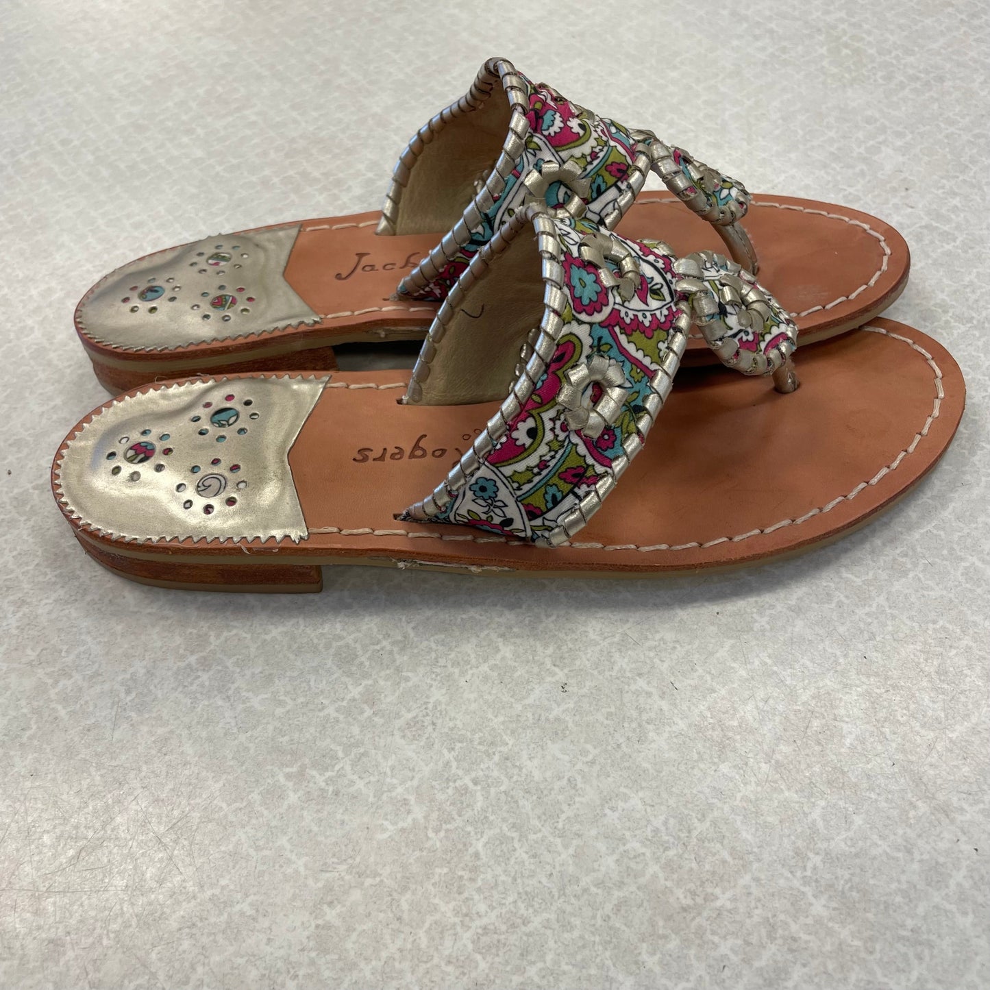 Floral Print Sandals Flats Jack Rogers, Size 7