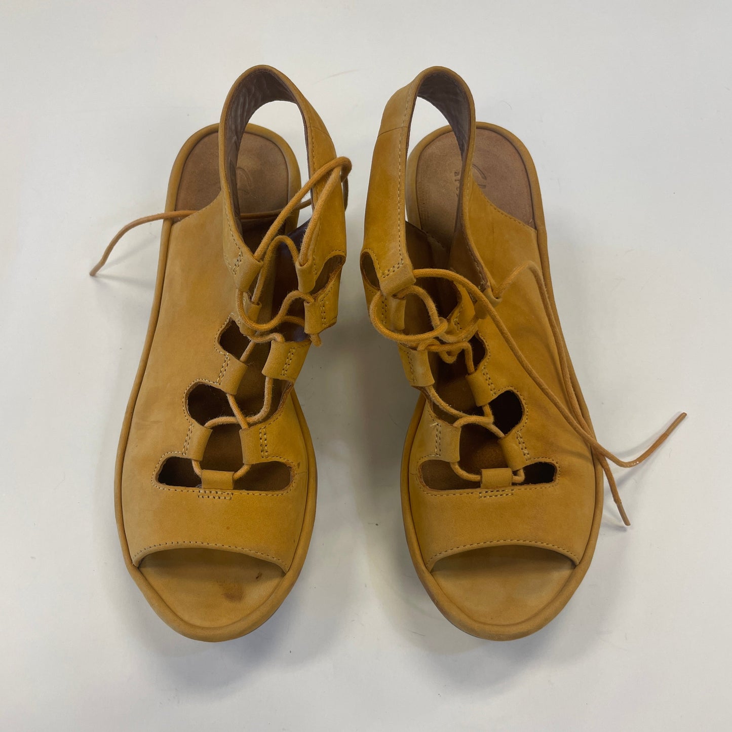 Shoes Heels Wedge By Clarks In Yellow, Size: 7