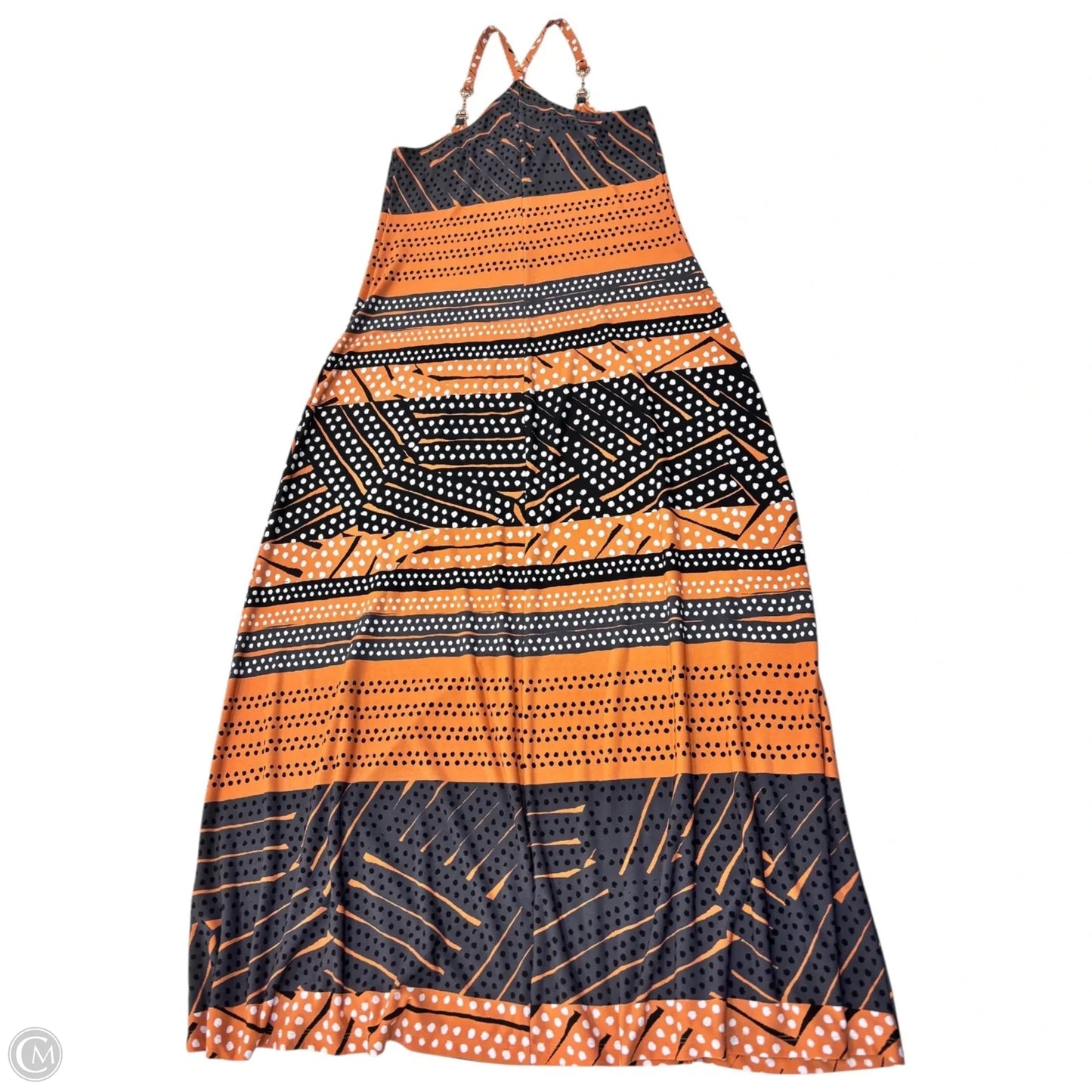 Dress Casual Midi By Donna Morgan In Black & Orange, Size: 4
