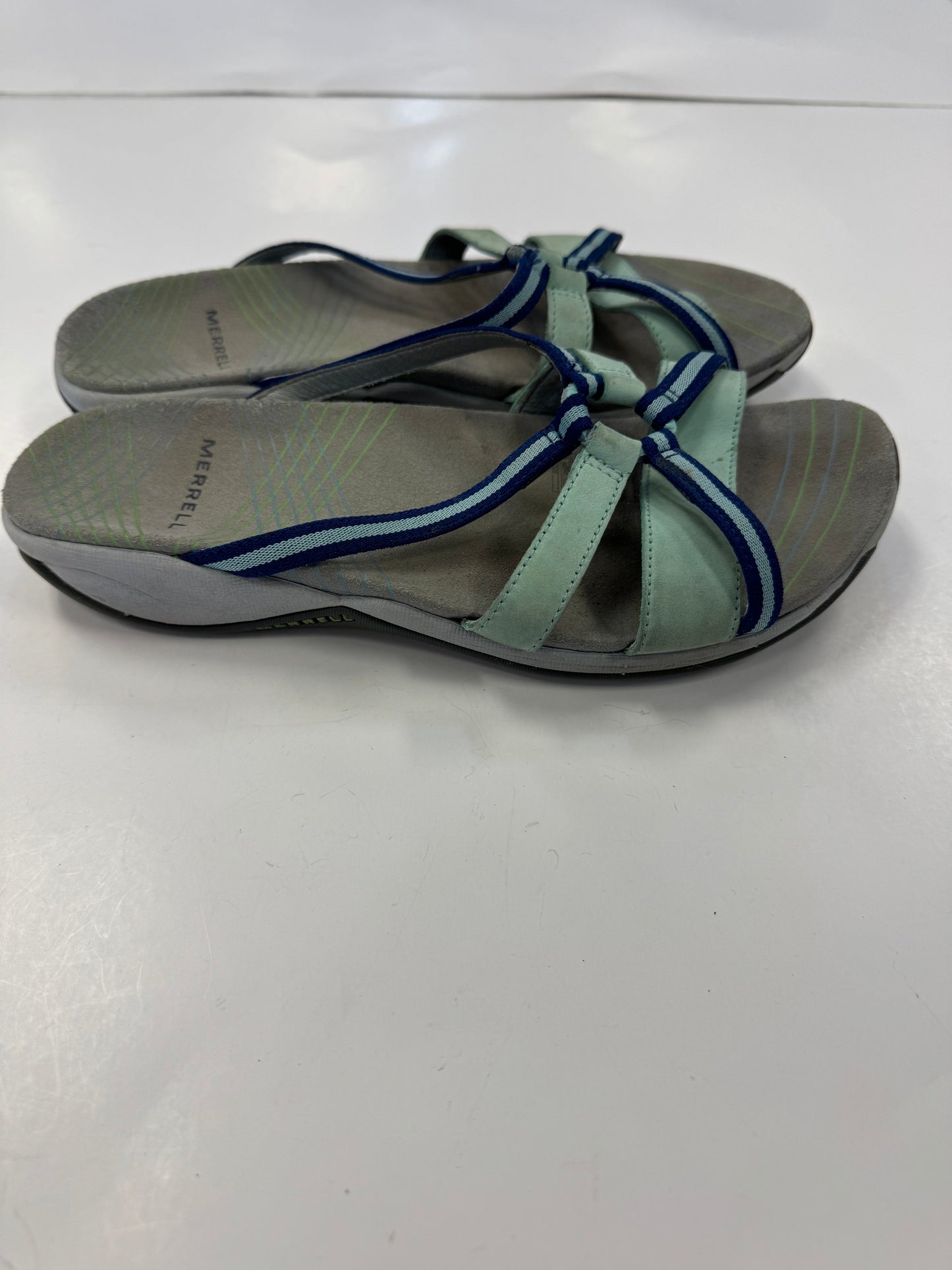 Sandals Flats By Merrell In Blue Green, Size: 7